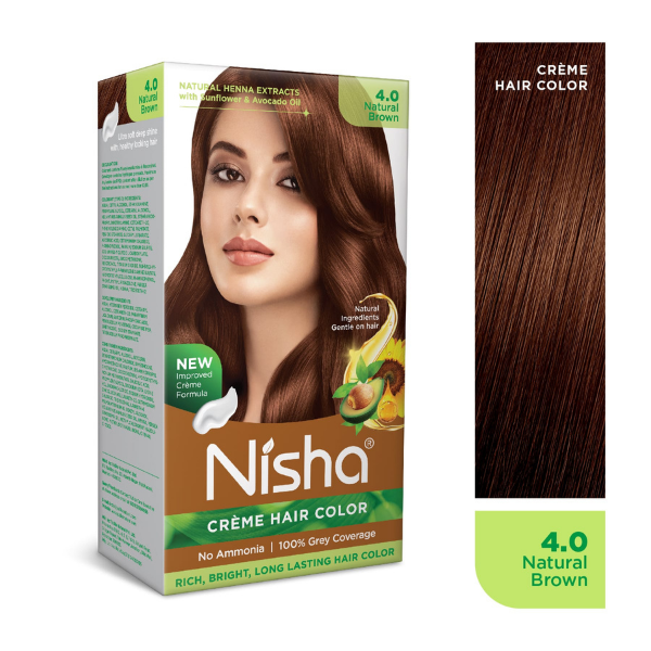 Nisha Creme Hair Color 120 gm - Natural Brown (4.0)