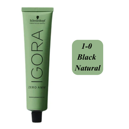 Schwarzkopf Professional Igora Zero AMM hair color 1-0 Black Natural