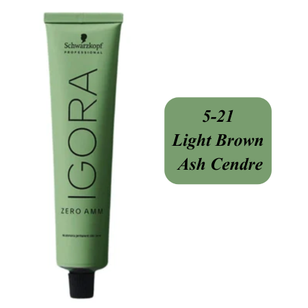 Schwarzkopf Professional Igora Zero AMM hair color 5-21 Light Brown Ash Cendre