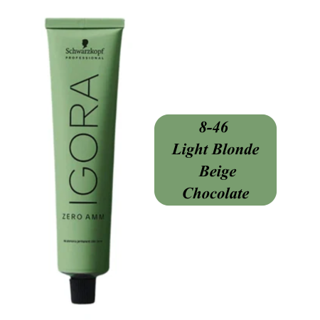 Schwarzkopf Professional Igora Zero AMM hair color 8-46 Light Blonde Beige Chocolate