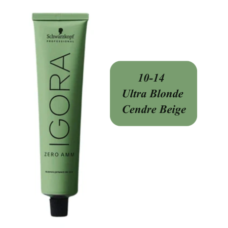 Schwarzkopf Professional Igora Zero AMM hair color 10-14 Ultra Blonde Cendre Beige